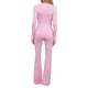 thumbnail image 3 of Conjuntos de lounge para mujeres INSPIRE CHIC, top corto de manga larga, pantalones de campana con pliegue, pijama casual de 2 piezas, XS, rosa, 3 of 6