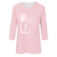 thumbnail image 4 of Plebaso Chemises à Manches 3/4 pour Femmes Col Rond Imprimé Hauts Amples Printemps Été 2025 Blouses pour Femmes, 4 of 4