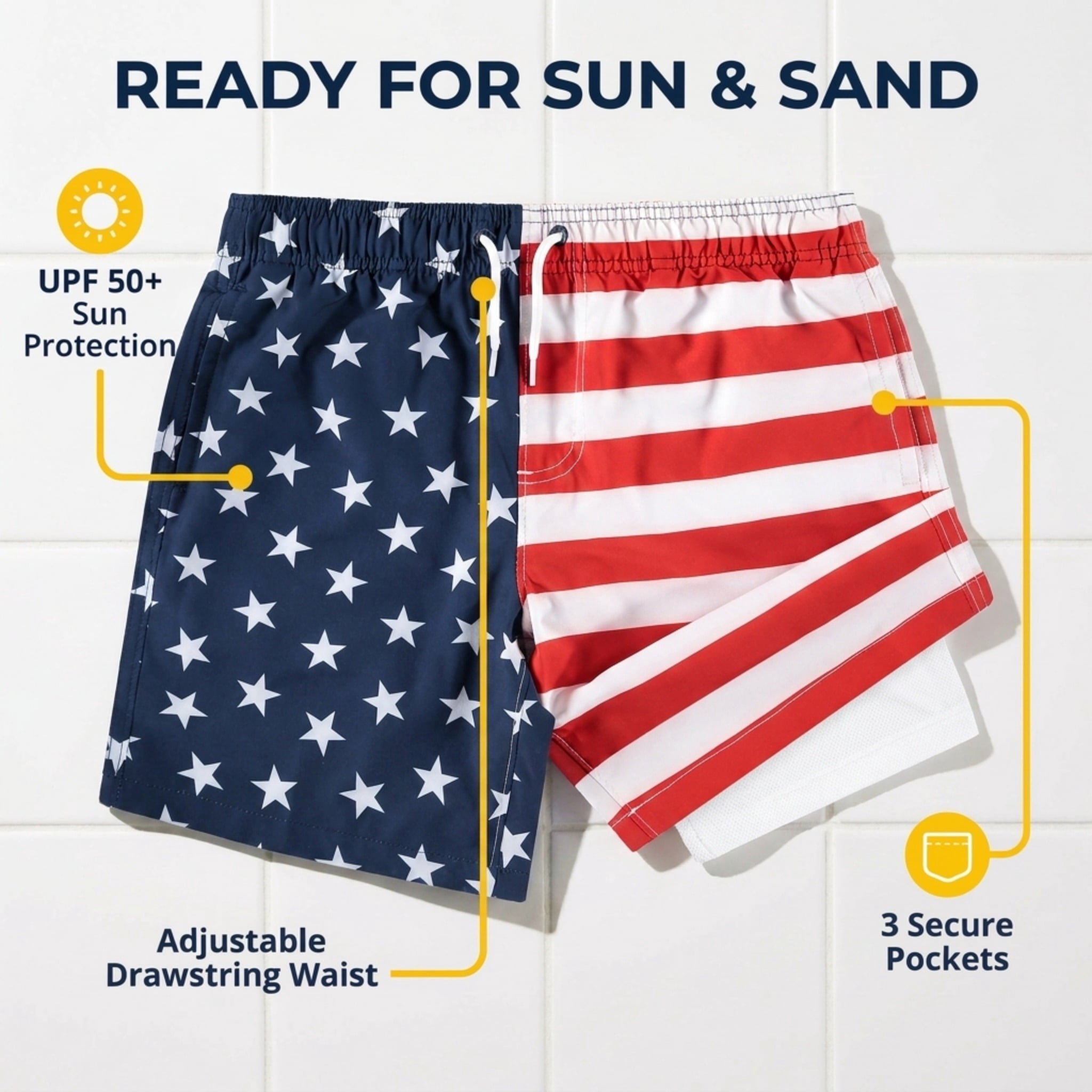 USA Flag Swim Trunk
