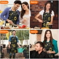 thumbnail image 4 of Black Yellow Star Sunflower Pattern Apron-Garden Aprons for Women with Pockets-Cotton Linen Waterproof Kitchen Cooking Gardening Aprons Adjustable for Kitchen,Cooking,BBQ and Salon 33x27 Inch, 4 of 7