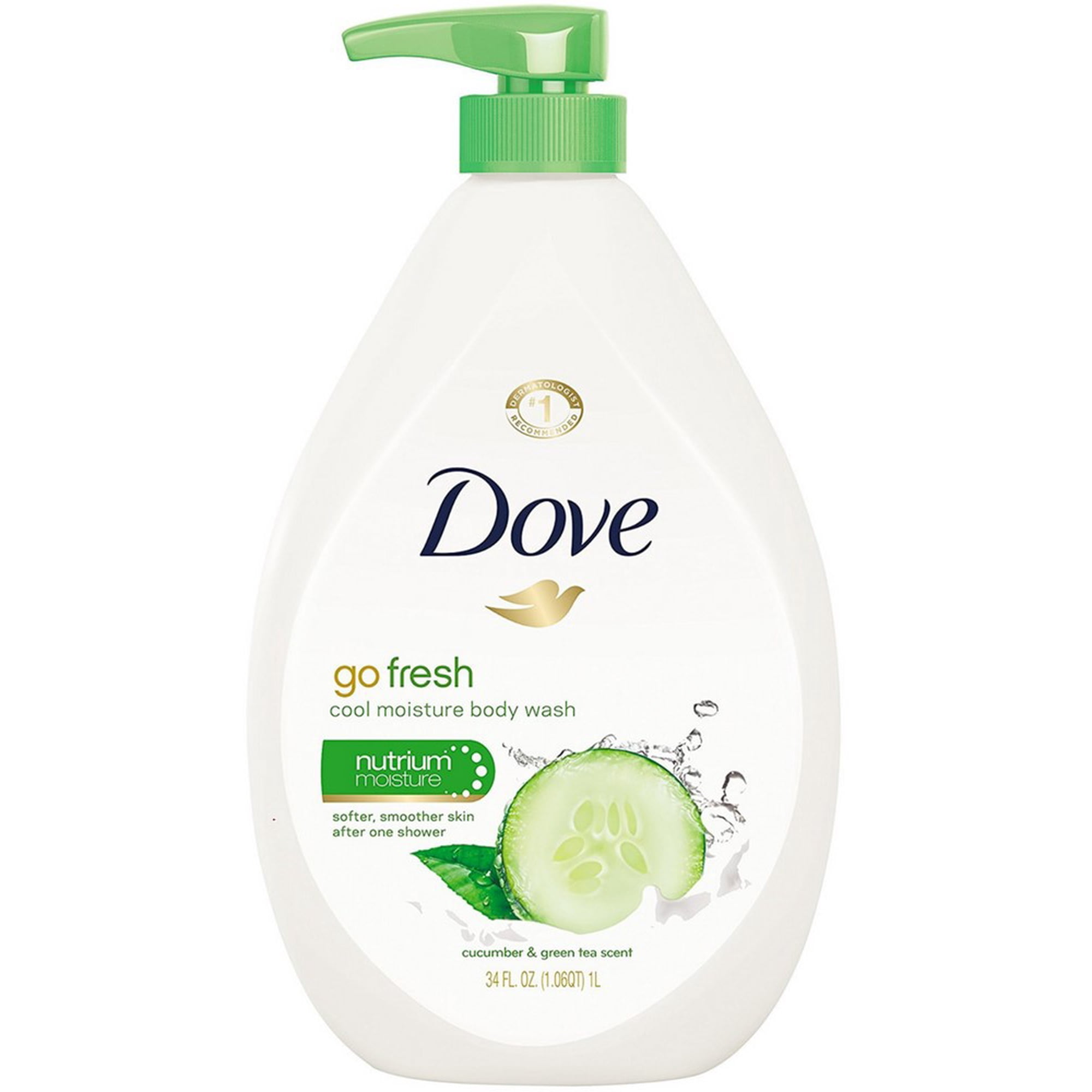 Dove go fresh Cool Moisture Body Wash, Cucumber & Green Tea 34 oz (Pack of 2)