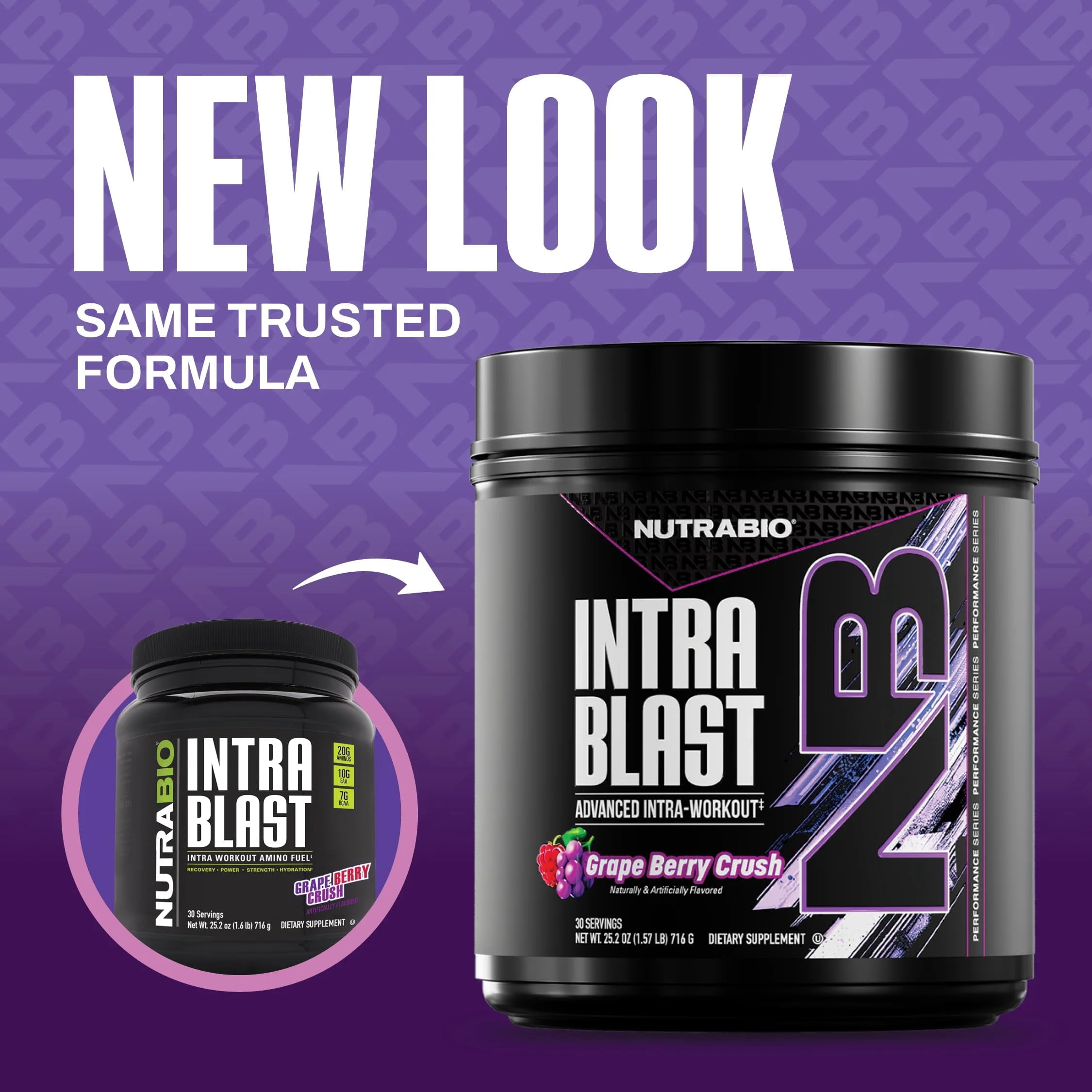 NutraBio Intra Blast BCAA EAA Electrolyte and Hydration Powder - Amino Acid Supplement, EAA/BCAA Powder - Non-GMO and Gluten Free - Grape Berry Crush- 30 Servings