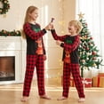 thumbnail image 6 of Christmas Family Matching Pajamas Set, Letters Elk Print T-shirt with Plaid Pants, 6 of 7