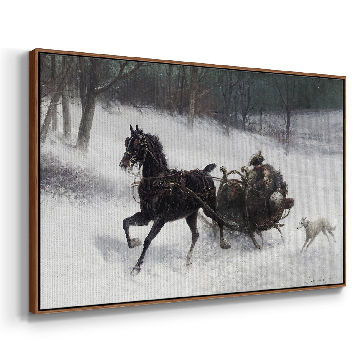 Vintage Animal Print-XXIV By Wexford Home Framed in Walnut Wood Gallery Wrapped Canvas 17 in. x 25 in.