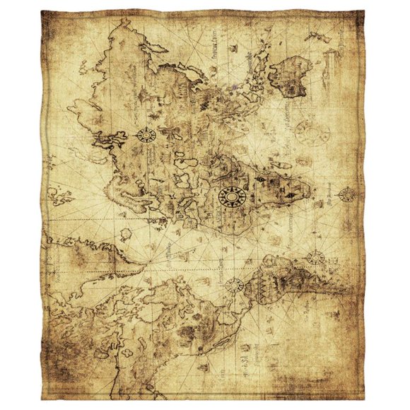 Goodbath Map Couverture Jetée, Couverture en Polaire Carte du Monde Vintage pour Canapé Lit Voyage Adultes, 60 x 80 Pouces