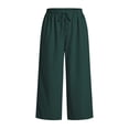 thumbnail image 4 of SAHFX Summer Linen Pants for Women Wide Leg 2026 Beach Travel Vacation Outfits Summer Capris Pants Solid Color Slacks Loose Fit Trousers Ankle Pants Lounge Baggy Trousers With Pockets, 4 of 4