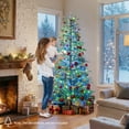 thumbnail image 4 of Resenkos 6.5-Ft Artificial Christmas Tree - Colorful LED Lighting, Green, 4 of 8