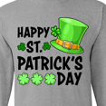thumbnail image 4 of Inktastic Happy St. Patrick's Day Green Hat and Clovers Long Sleeve T-Shirt, 4 of 5