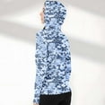 thumbnail image 5 of Xfvqtps Womens Light Jacket Sun Protection Cooling Ice Silk Hoodie Full Zip Camouflage Shirts with Thumb Hole for UV Outdoor Hiking Running Blue, 5 of 7