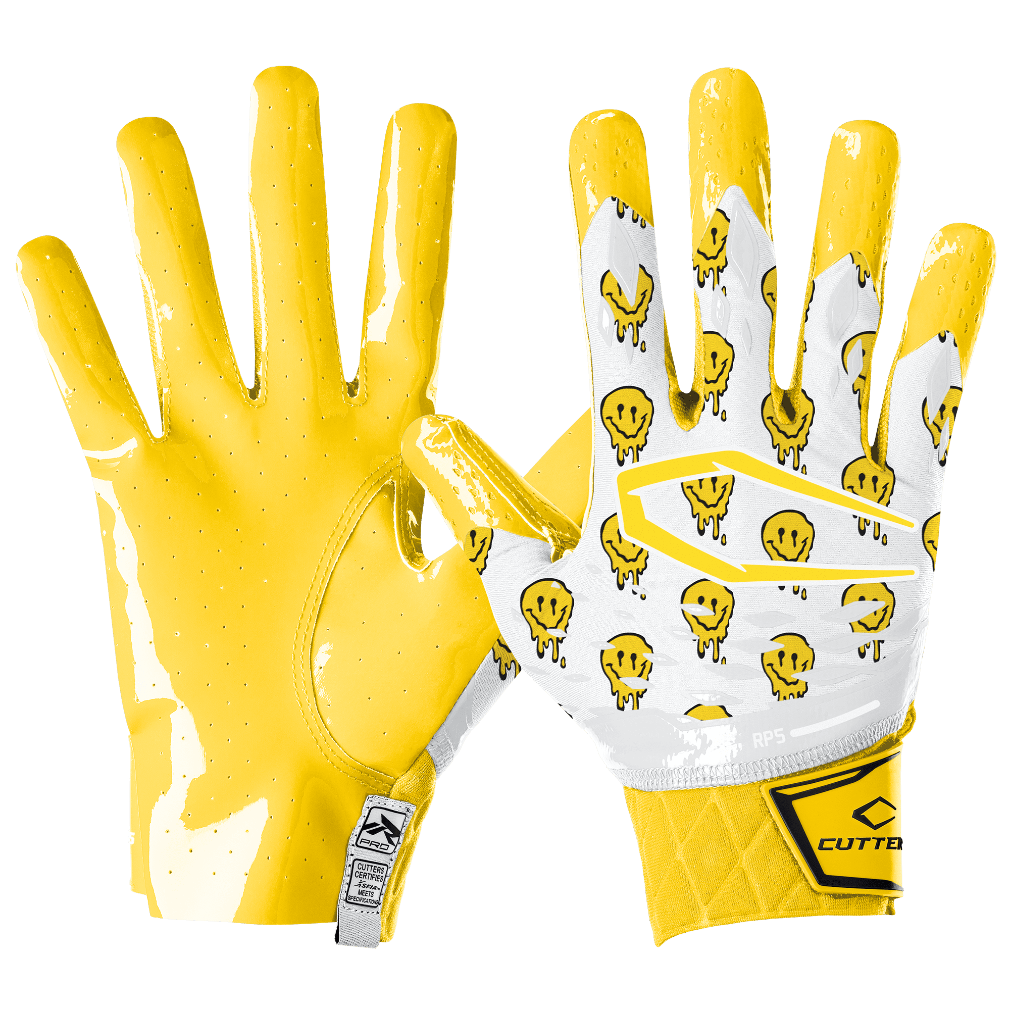 Cutters, Rev Pro 5.0 Football Receiver Gloves, Adult, M, Smile