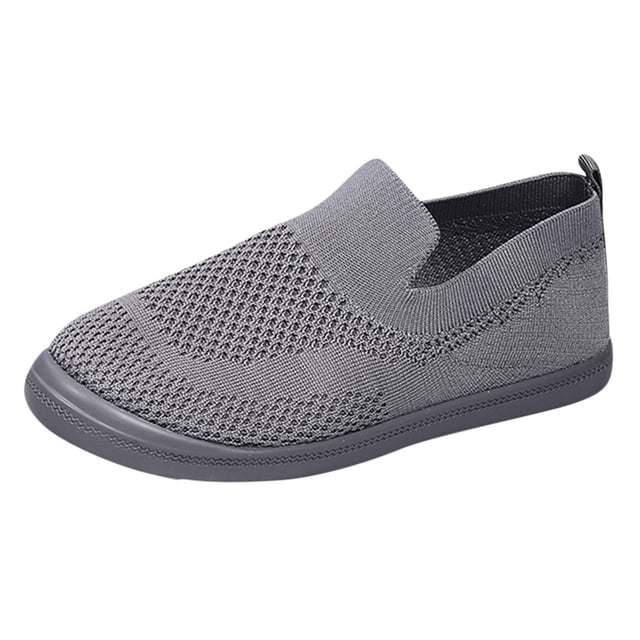 FRSASU Women's Fashionable Solid Casual Four Season Style Soft Sole Breathable Mesh Solid Color Lightweight Plus Size Shoe Gray