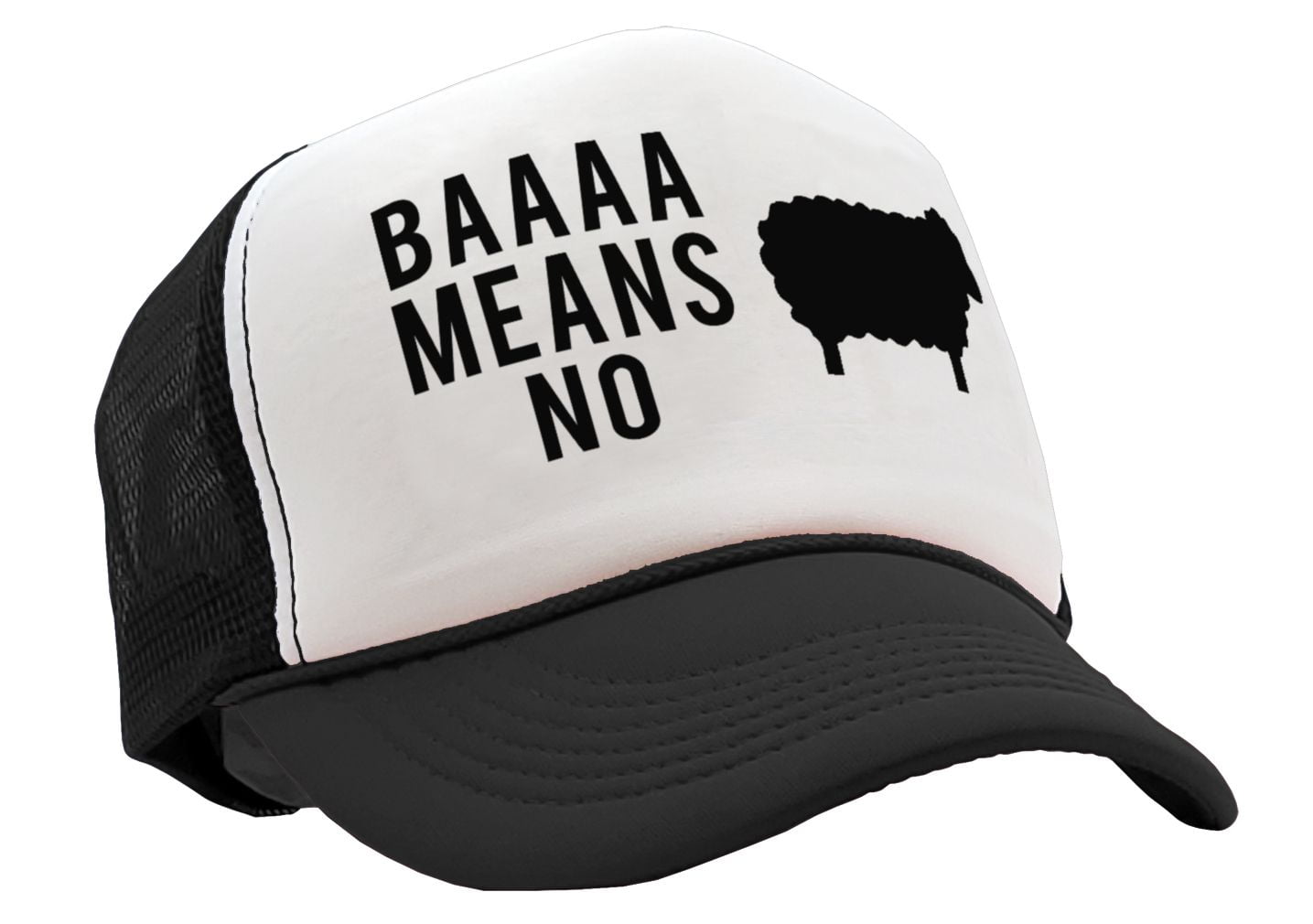 BAAAAAA MEANS NO sheep parody joke gag Vintage Retro Style Trucker