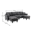 thumbnail image 6 of Modular Sectional Sofa, Chenille Fabric U Shaped Couch with Ottomans & Soft Sponges, Reversible Comfy Sectional Couches for Living Room, Charcoal Grey, 6 of 9