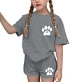 thumbnail image 6 of Cethrio Girls Summer Outfit Sets, Crew Neck Short Sleeve Casual Printed Kids' 2 Piece Sets Gray Size 13-14T, 6 of 7