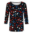 thumbnail image 2 of Felirenzacia Women's and Women's Plus 4th of July Graphic Pullover Tee Tops Casual Printed 3/4 Sleeves T Shirt Blouse L, 2 of 5