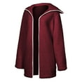 thumbnail image 5 of BLTIBY Women Winter Fleece Jackets Hoodies Winter Fall Solid Color Open Front Lightweight Casual Sherpa Coat Soft Warm Overcoats with Pockets Wine M, 5 of 9