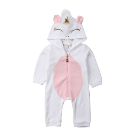 

Hirigin Newborn Baby Girl 3D Unicorn Flannel Romper Jumpsuit Bodysuit Outfit