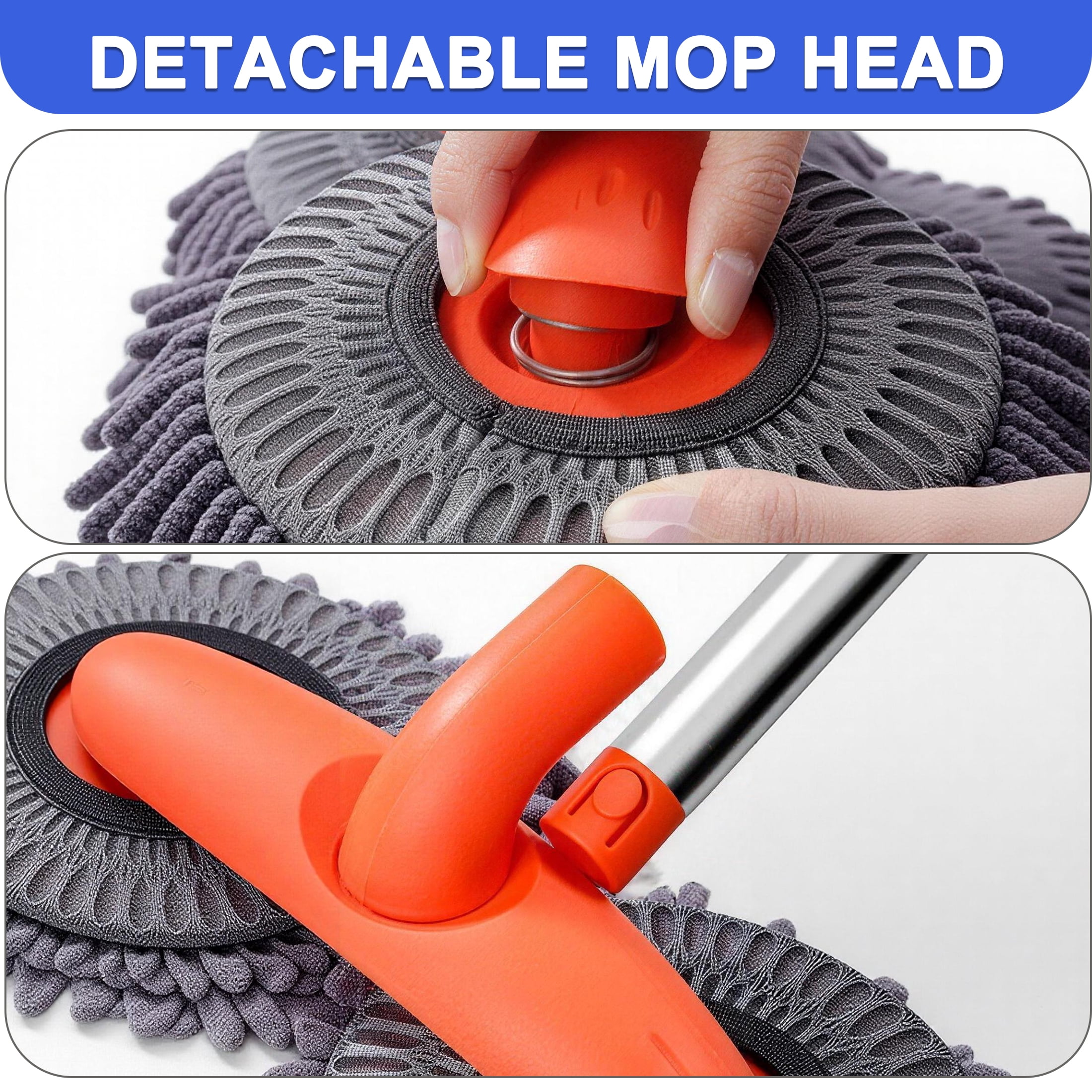cisilov Car Duster, 360° Rotating Chenille Car Cleaning Brush with Telescopic Handle, Detachable Soft Mop Head, Scratch-Free for Car, Truck, SUV, RV, Home Use