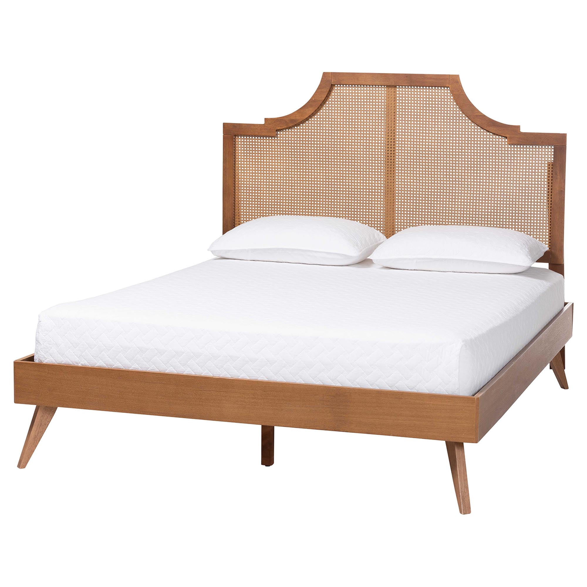 Baxton Studio Rodolfo Mid-Century Platform Bed, Queen, Ash Walnut