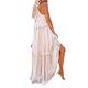 thumbnail image 3 of VISgogo Vestido sin mangas de verano para mujer, color sólido, cuello cuadrado, sin mangas, informal, de una pieza con dobladillo con volantes para damas, S / M / L VISgogo moda, 3 of 9