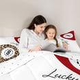 thumbnail image 4 of Castle Fairy Sport Billiards King Bedding 7pcs, Retro Cheetah Print King Bed in a Bag, Brown Red White, 4 of 7
