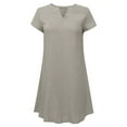 thumbnail image 4 of Beach Dresses for Women Casual Summer, Women's Shift Dress V-Neck Short Sleeve Cotton Line Dresses Solid Color Loose Fit T-Shirt Tunic Short Dres, 4 of 8