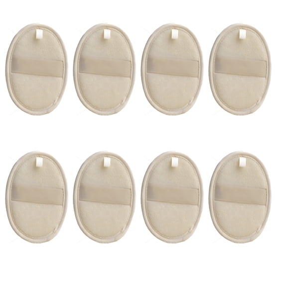 8 Pcs Natural Loofah Exfoliating Body Scrubber, Beige Loofah Sponge Pads with Dual-Sided Design, Luffa Sponge with Elastic Bandage and Lanyard, Deep Cleansing, Gentle Exfoliation, for Home Use