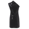 thumbnail image 5 of DHFJKG Women's Sparkly Glitter Dress One-Shoulder PU Leather Bodycon Party Night Club Mini Dresses Carnival Going Out Stylish Dresses, 5 of 5