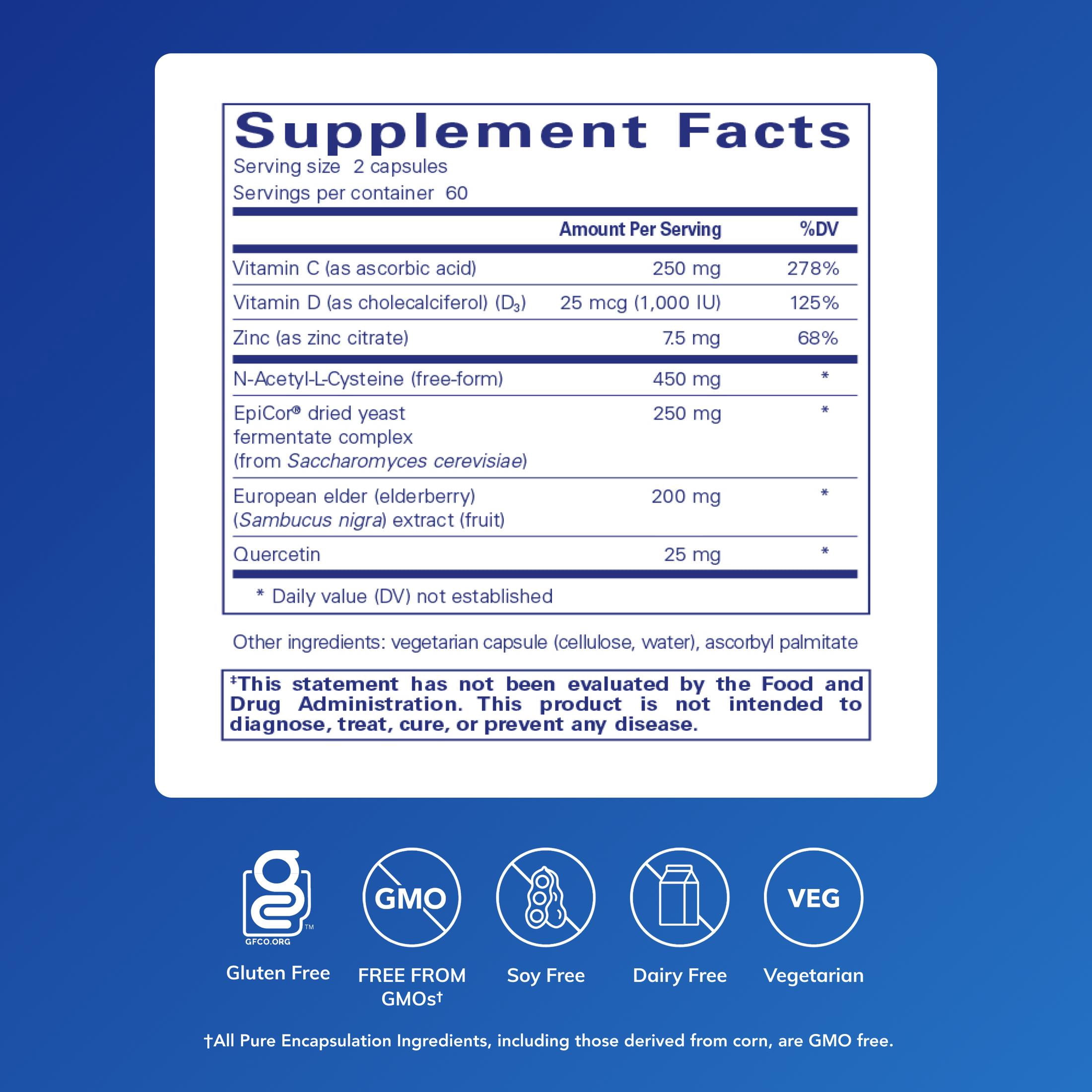 Pure Encapsulations PureDefense with NAC | Enhances First-Line Immune Defense and Upper Respiratory Health* | 120 Capsules