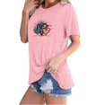 thumbnail image 2 of Camisetas de Manga Corta para las Mujeres Día de la Independencia Impresión Básica Camiseta de Verano, Cuello Redondo Casual Camiseta Blusa, 2 of 4
