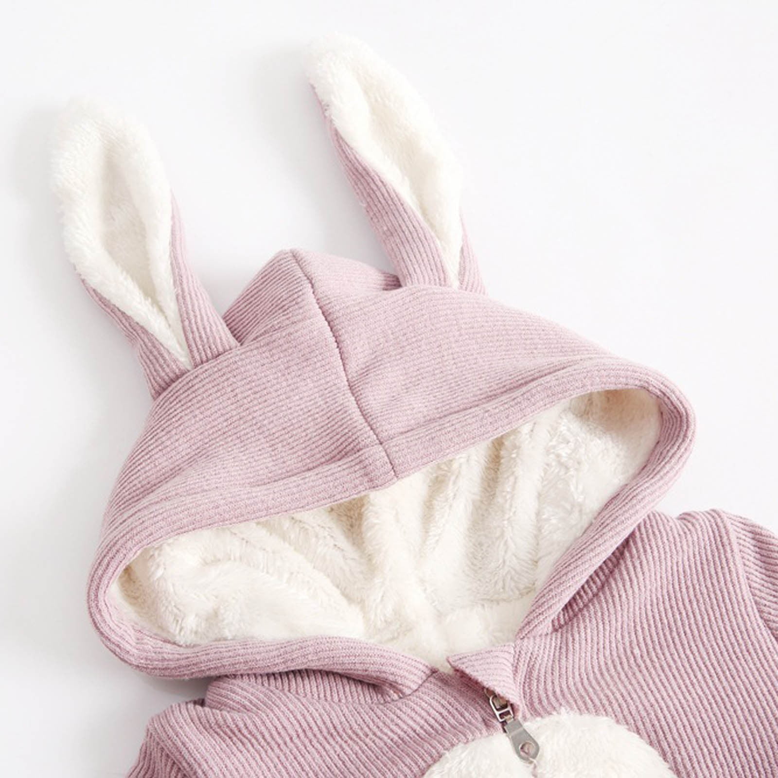 Riecok Winter Baby Clothes Fleece Thick Onesie Cute Rabbit Ears Hooded Winter Infant Clothes Purple 2 Years