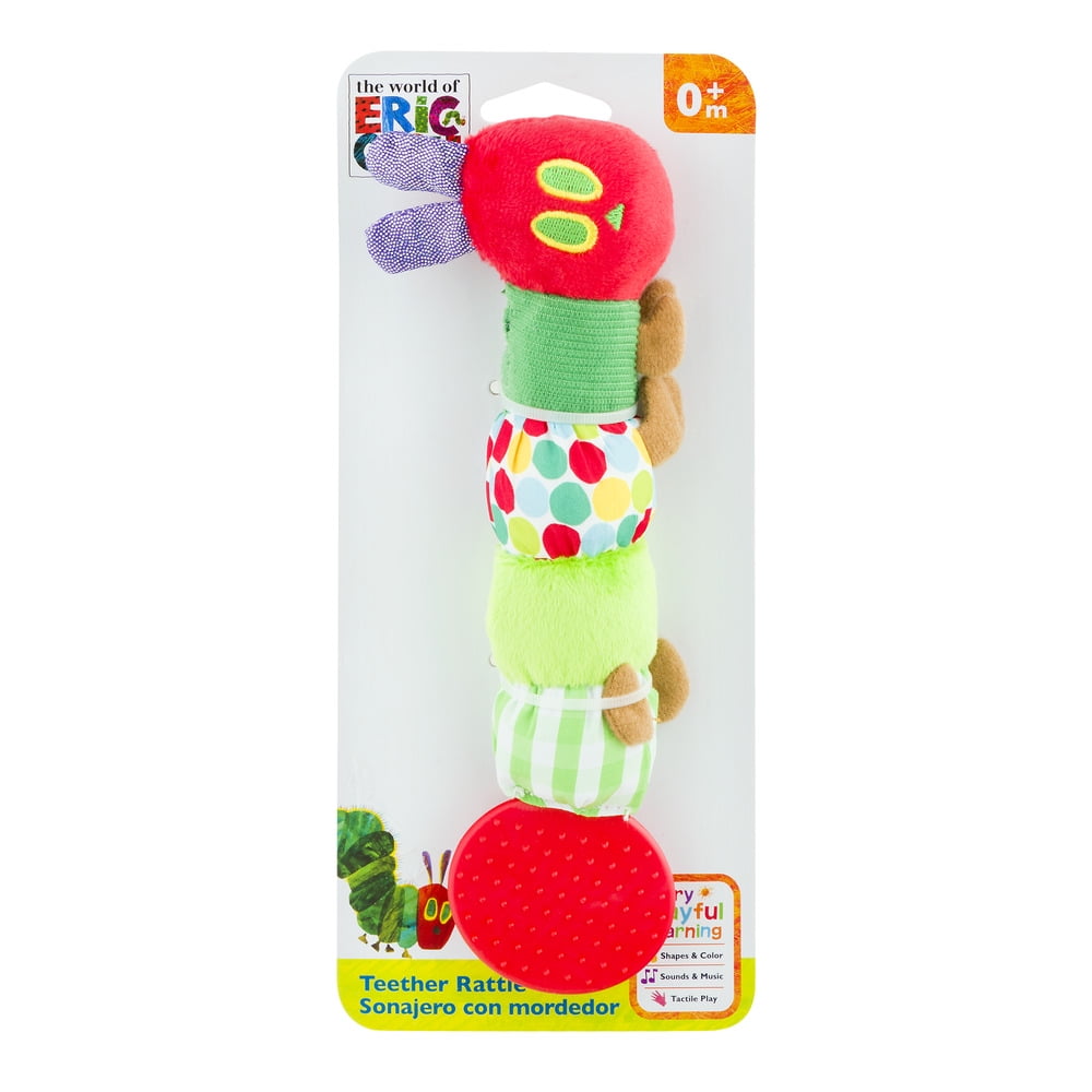 THE VERY HUNGRY CATERPILLAR RING RATTLE BABY TEETHER TOY TINY CATERPILLAR NEW 