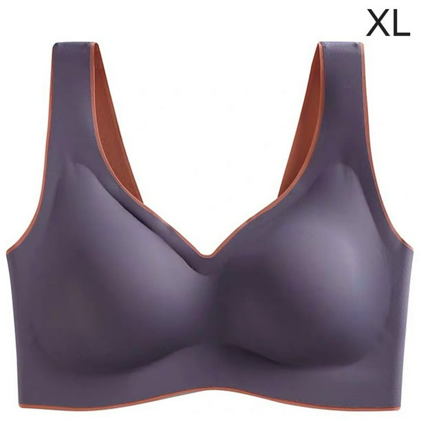 Sujetador sin costuras Sport Yoga Running Hacer subir Vest Underwire Soft Sleep Ropa interior de mujer, Gris Morado, XL sidaley AP001300-19B