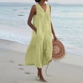 thumbnail image 2 of Tiqkatyck Slip Dress for Women, Women's Solid Color Suspender Temperament Commuting Trend Long Skirt Loose Waist Dress Dresses for Women 2023 Green, 2 of 5