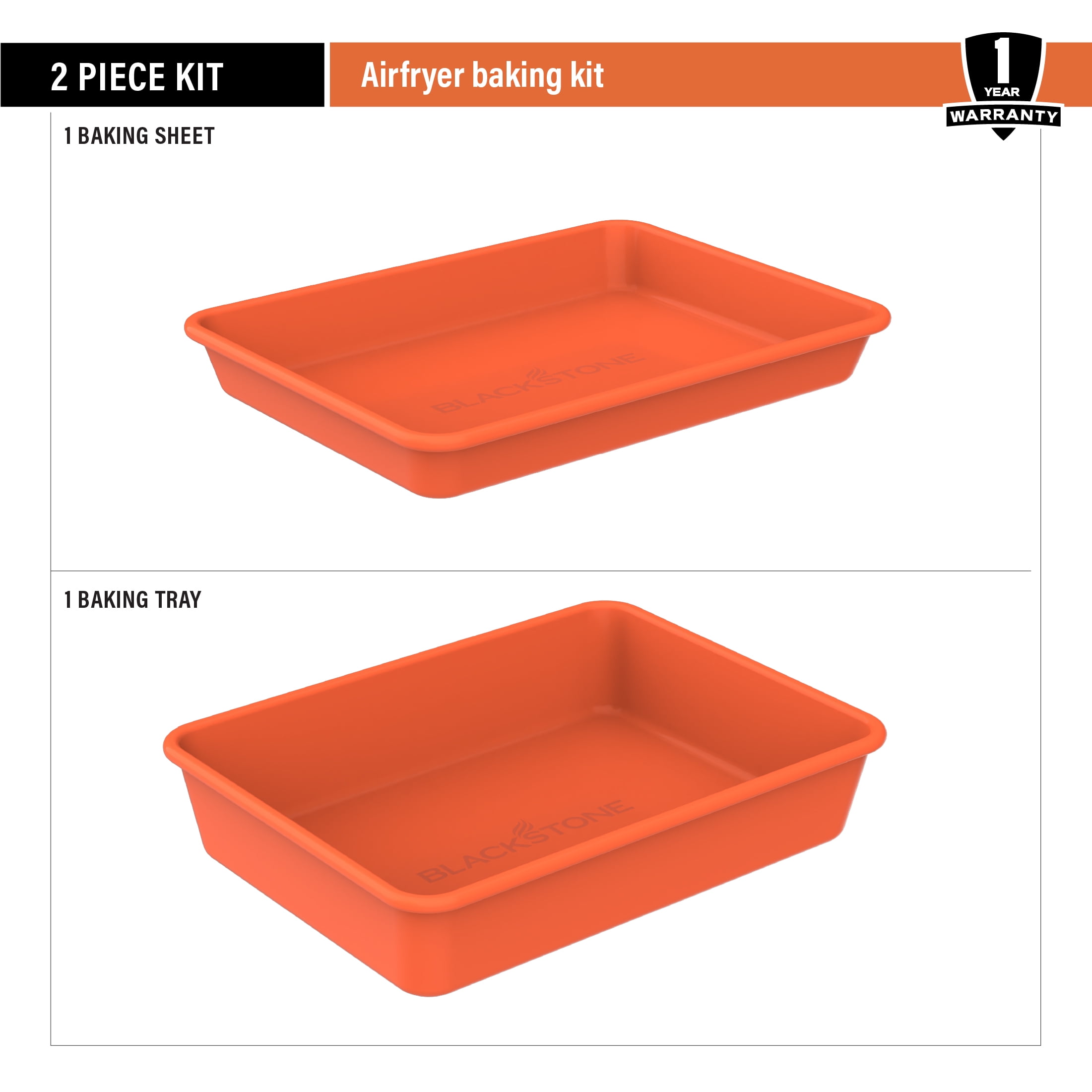Blackstone Non-Stick Air Fryer Baking Tray and Pan Set in Orange, 2-Piece