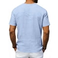 thumbnail image 2 of SDNall Men's Solid Color Linen Blend Short Sleeve V-Neck Casual Fashion Top Coat, 2 of 6