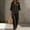 Black, variant on Womens 3/4 Length Sleeve Travel Sets 2 Piece Outfits Gauze Two Piece Pant Set Loose Fit Linen Matching Outfit Linen Lounge Matching Set Women's Linen 2 Piece Set Pink S