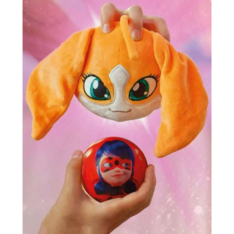 Miraculous Ladybug, 4-1 Surprise Miraball, Toys for Kids with Collectible  Character Metal Ball, Kwami Plush, Glittery Stickers and White Ribbon,  Wyncor 