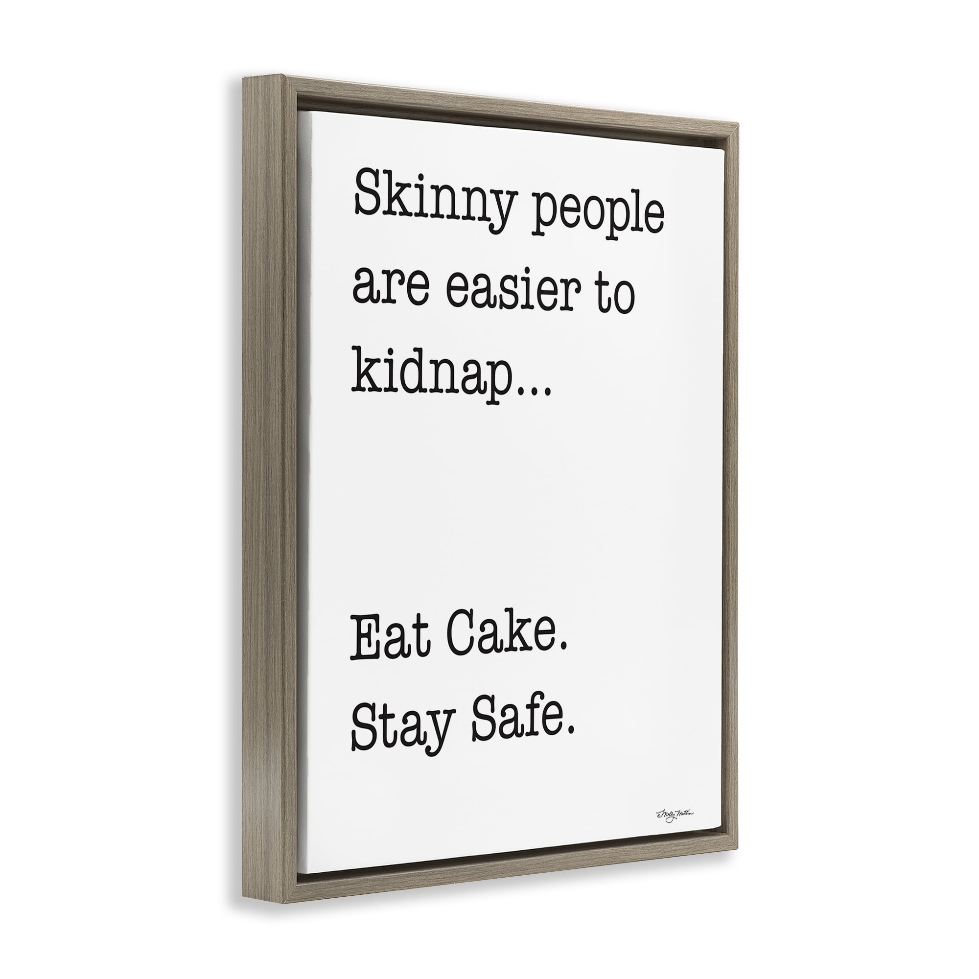 Stupell Industries Eat Cake Stay Safe Novelty Painting Brown Floater Framed Art Print Wall Art, 25 x 31
