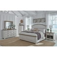 thumbnail image 2 of Meadowbrook White-Washed Wood Farmhouse Queen Size Arched Panel Bed, 2 of 7