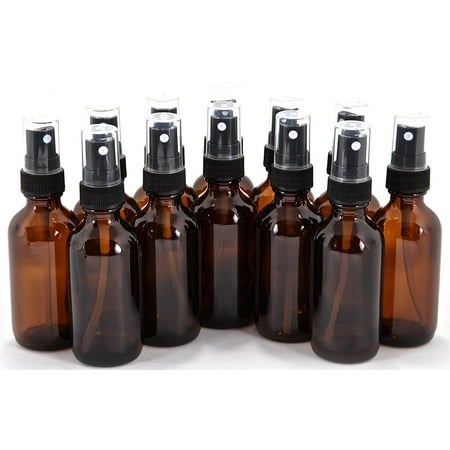 Glass Sprayer - Vivalpex, 12, Amber, 2 oz Glass Bottles with Fine Mist Sprayers