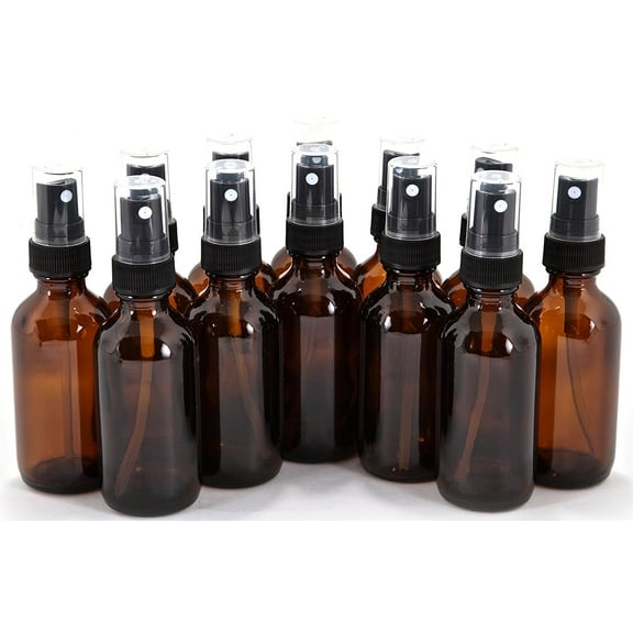 Vivalpex, 12, Amber, 2 oz Glass Bottles with Fine Mist Sprayers