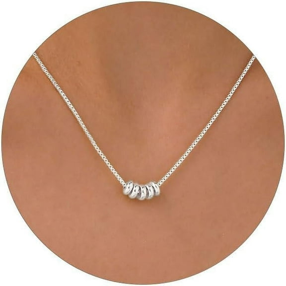 Silver Necklaces for Women - 14K White Gold Plated Collection | Featuring Beads, Infinity, Star of David, Circle, and Hummingbird Pendants