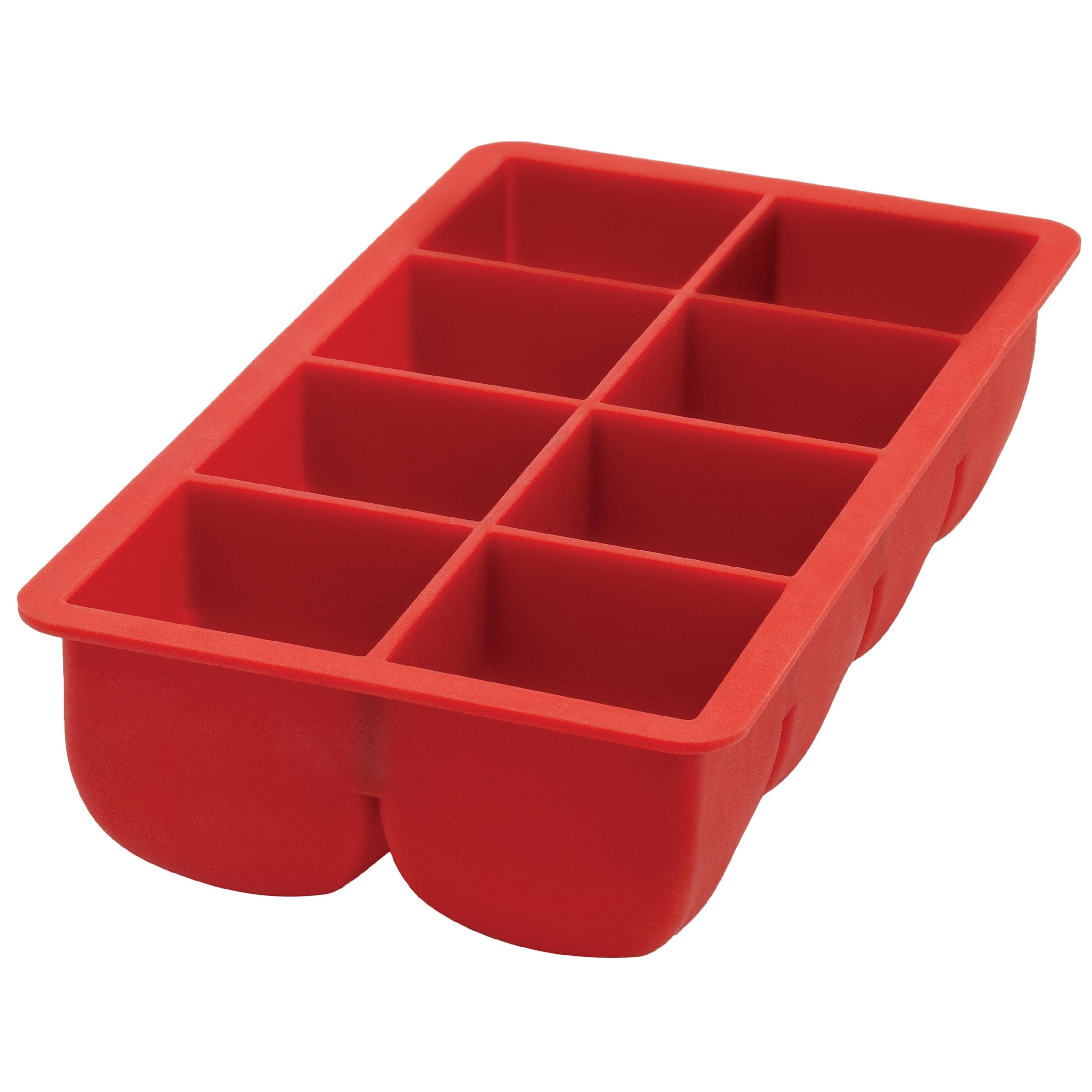 HIC Kitchen Big Block Silicone Ice Cube Tray, European-Grade, Non-Stick, Makes 8 Large Ice Cubes, Set of 2