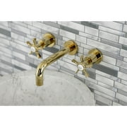 Kingston Brass Hamilton Two-Handle 3-Hole Wall Mount Bathroom Faucet Polished Brass Brass Finish