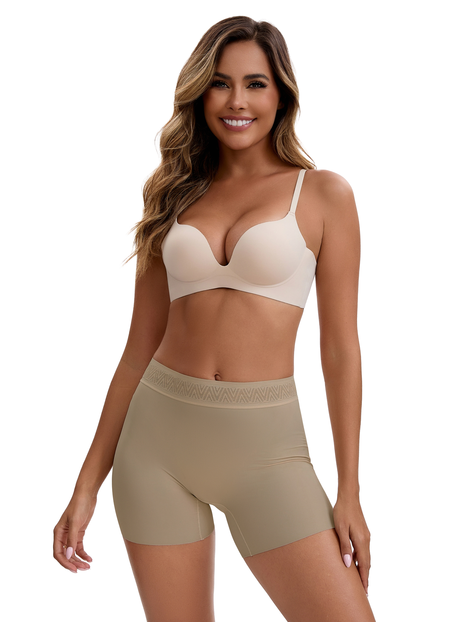Unique Bargains Women's Tummy Control Butt Lifter Thigh Slimmers XL Black/Beige/Khaki