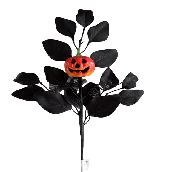 YAZHPA 1PC Black Halloween Pumpkin Decorations Indoor Artificial Fake Flowers: Eucalyptus Branches Stems Table Centerpieces Decor