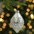 thumbnail image 2 of Northlight Matte Silver Glittery Snowflake Glass Christmas Finial Ornament 6", 2 of 5