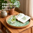 thumbnail image 6 of Round Rattan Serving Tray with Mother of Pearl Inlay, Natural Wicker Decorative Tray, 12Inch Table Decor & Food Display Tray, 6 of 8