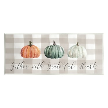 Stupell Industries Tartan Gather Fall Phrase Holiday Painting Unframed Art Print Wall Art, 17 x 7